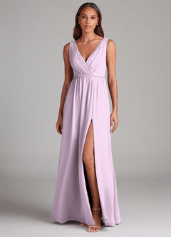 Azazie Tanicia Robes de demoiselle d'honneur Robe Trapèze en Mousseline de soie Plissée Frostiges Flieder image1