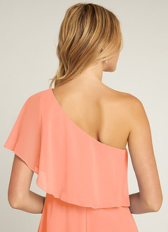 Azazie Lizzy Vestidos de damas de honor Vestido de Atardecer de Gasa de Corte en A con Hombro unilateral image3