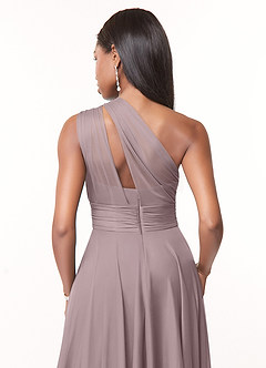 Azazie Charlize Bridesmaid Dresses Dusk A-Line One Shoulder Mesh Dress image4