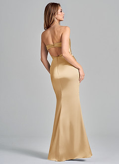 Azazie Olea 신부 들러리 드레스 인어 스트랩리스 스트레치 새틴 바닥 길이 드레스 image5