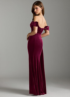 Azazie Amyra Vestidos de damas de honor Vestido de Cabernet de terciopelo de Corte Recto Convertible con Vestidos sin tirantes image9