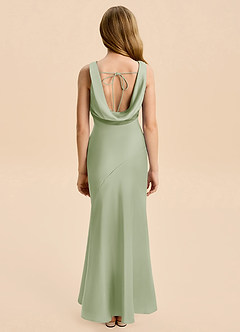 Azazie Rylina Junior Dusty Sage Mermaid Stretch Satin Dress image2