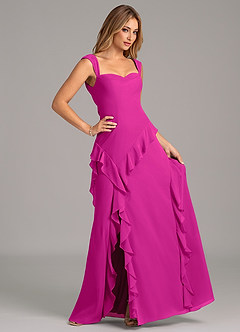 Azazie Sloane Brautjungfernkleider A-Linie Herzausschnitt Chiffon Kleid Fuchsia image3
