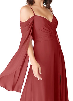 Azazie Cienna Jurken voor bruidsmeisjes Jurk van Chiffon met A-Lijn Off the Shoulder Roest image6