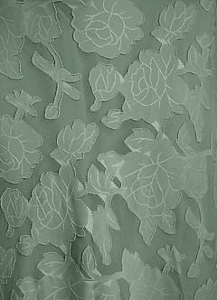 Azazie Kieryn Robes de demoiselle d'honneur Robe Sirène en Blumen-Burnout Plissée Matcha image13