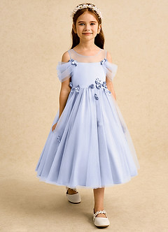 Azazie Juni Jurken voor bloemenmeisjes Baljurk Jurk van Tule Geplooid Lavendel image7