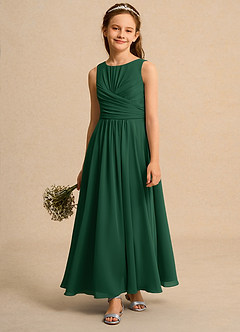 Azazie Ducky Girls Formal 플라워 걸 드레스 A라인 주름진 쉬폰 발목 길이 드레스 image4