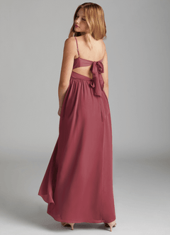 Azazie Zeya Junior Vestido de Merlot de Gasa de Corte En A image5