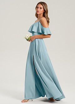 Azazie Jean Jurken voor bruidsmeisjes Jurk van Stretch Satijn met A-Lijn Off the Shoulder Mystiek Blauw image5