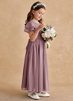 Azazie Ali Flower Girl Dresses Dusty Rose A-Line Pleated Chiffon Dress image5