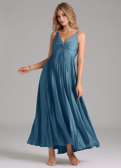 Azazie Raychelle Bridesmaid Dresses Bermuda A-Line Pleated Stretch Satin Dress image3