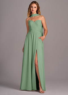 Azazie Joni Bridesmaid Dresses Matcha A-Line Strapless Chiffon Convertible Dress image1