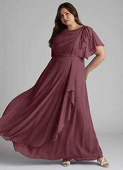 Azazie Aaliyah Modest Bridesmaid Dresses A-Line Scoop Pleated Chiffon Floor-Length Dress image8