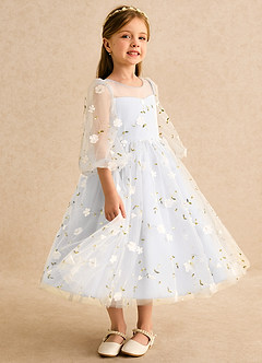 Azazie Elowen Flower Girl Dresses White A-Line Sweetheart Neckline Lace Dress image4