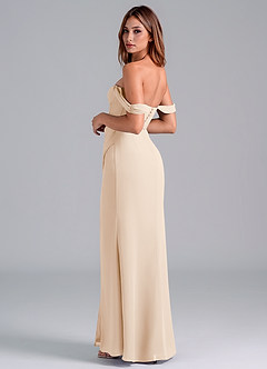 Azazie Asha Bridesmaid Dresses White Alabaster Sheath Off the Shoulder Chiffon Convertible Dress image2