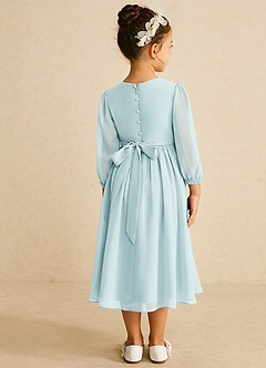 Azazie Lolo Flower Girl Dresses Mist A-Line with Sleeves Chiffon Dress image5
