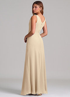 Azazie Nerine Brudtärnklänningar Klä av A-Linje i Chiffong Plisserad Champagne image2