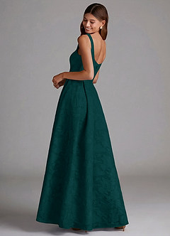 Azazie Amalie Abiti da Damigella Abito A-Line in Burnout Floreale Plissettato Pino image2