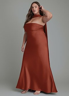 Azazie Saylor Bridesmaid Dresses Auburn Mermaid Strapless Stretch Satin Dress image16