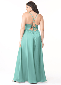 Azazie Raya Vestidos de madrinha de casamento Vestido Água de Cetim elástico de Linha A com Espartilho image8