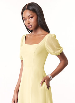 Azazie Alani Final Sale Wisteria A-Line Square Neckline Chiffon Dress image4