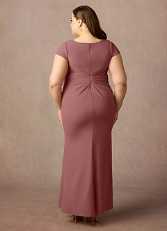 Azazie Tana Kleider für die Brautmutter Meerjungfrau-Linie V-Hals Gefaltet Stretch-Krepp Kleid Wüstenrose image7