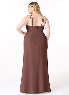 Azazie Leo Bridesmaid Dresses Espresso Mermaid V-Neck Pleated Chiffon Dress image8