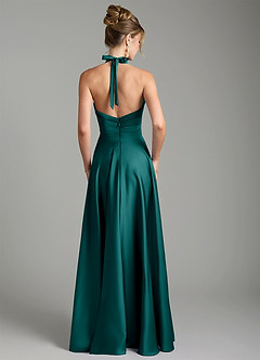 Azazie Tenaya Bridesmaid Dresses Peacock A-Line Sweetheart Neckline Stretch Satin Dress image7
