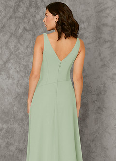 Azazie Kori Bridesmaid Dresses Dusty Sage A-Line Pleated Chiffon Dress image5