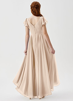 Azazie Caria Junior Robe Trapèze en Mousseline de soie Plissée Albâtre Blanc image2