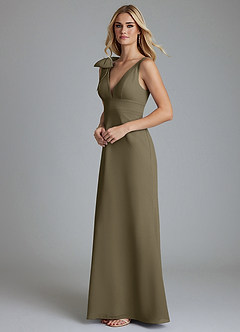 Azazie Taro Bridesmaid Dresses Willow Green Sheath Bow Chiffon Dress image5