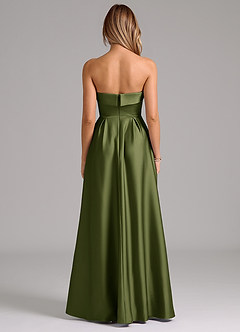 Azazie Lucienne Bridesmaid Dresses Olive A-Line Strapless Stretch Satin Convertible Dress image7