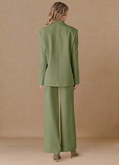 front Amelia Pistachio Refined Weave Performance Oversized Blazer