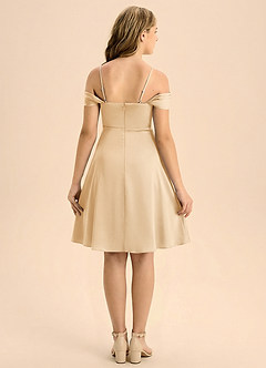 Azazie Anselie Junior Linia A Pofałdowany Satyna elastyczna Mini Młodsza druhna Sukienka image2