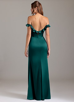 Azazie Callie Bridesmaid Dresses Peacock A-Line Ruched Stretch Satin Convertible Dress image7