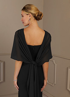 Azazie Dion Mother of the Bride Dresses Black Sheath Scoop Stretch Crepe Dress image13