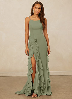 Christian Siriano Bridal for Azazie 1006 Bridesmaid Dresses Pistachio Mermaid Ruched Chiffon Dress image3