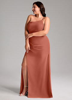 Azazie Eren Bridesmaid Dresses Clay Sheath One Shoulder Chiffon Dress image11