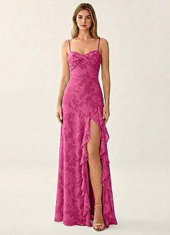 Rosemary Fuchsia Jacquard Corset Sparkly Prom Dress image3