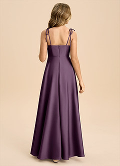 Azazie Popsy Junior Plum A-Line Bow Stretch Satin Dress image3