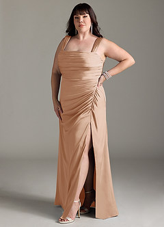 Azazie Jesaphine Bridesmaid Dresses English Rose Sheath Bow Stretch Satin Dress image11