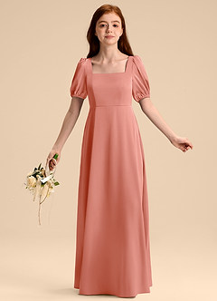 Azazie Briar Junior A-Linie Schleifen Stretch-Satin Kleid Koralle image5