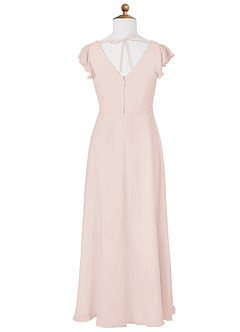 Azazie Claudine Junior Rose Petal A-Line Pleated Chiffon Dress image6
