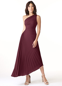 Azazie Kirra Abiti da Damigella Abito A-Line in Chiffon Monospalla Cabernet image1