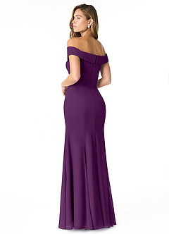 Azazie Lecia Jurken voor bruidsmeisjes Converteerbaar Jurk van Chiffon met rijk Off-the-shoulder geplooid Druif image4