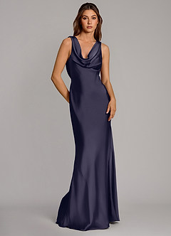 Azazie Cheryl Bridesmaid Dresses Stormy Mermaid Stretch Satin Dress image1
