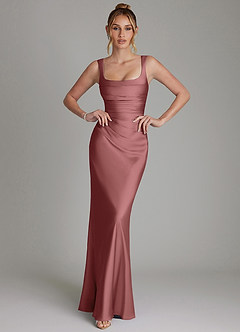 Azazie Agustina Robes de demoiselle d'honneur Robe Sirène en Satin extensible Corset Améthyste image1