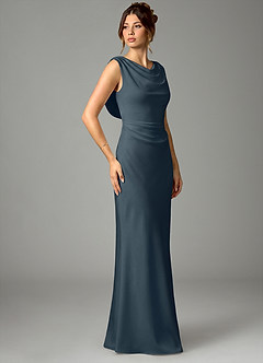 Azazie Kieryn Robes de demoiselle d'honneur Robe Sirène en Satin extensible Plissée Violet Crépusculaire image3