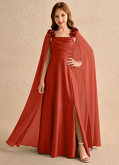 Azazie Rosita Girls Formal Flower Girl Klänningar Klä A-Line i Stretch Satin Plisserad image1