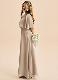 Azazie Maris Junior Abito A-Line in Chiffon Taupe image3